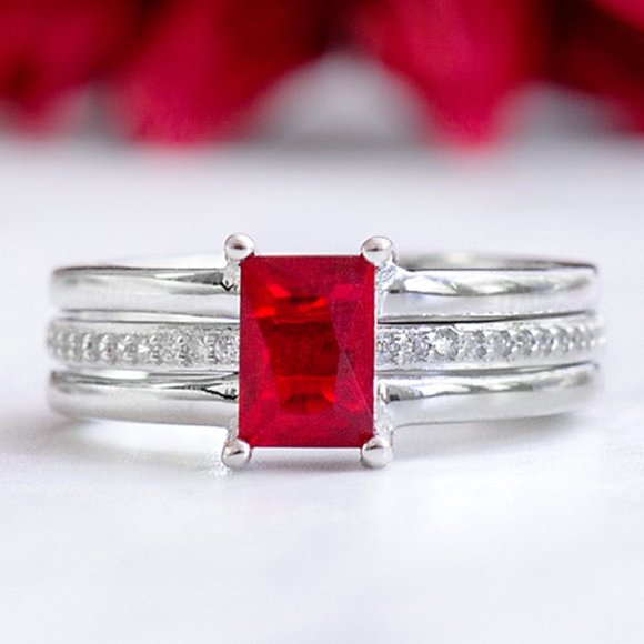 Red Ruby Gemstone Ring, real 925 Sterling Silver Charmed Aroma Valentines - Picture 1 of 6